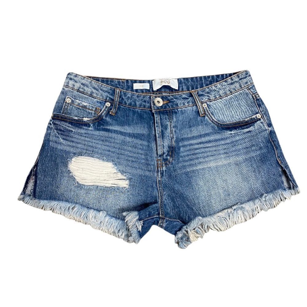 Band Of Gypsies Rose Distressed Frayed Button Fly Denim Shorts Size 28